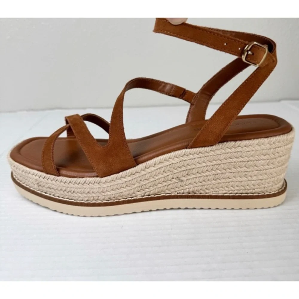 NEW Lucky‎ Brand Carolie espadrille wedge sandal heel brown 10